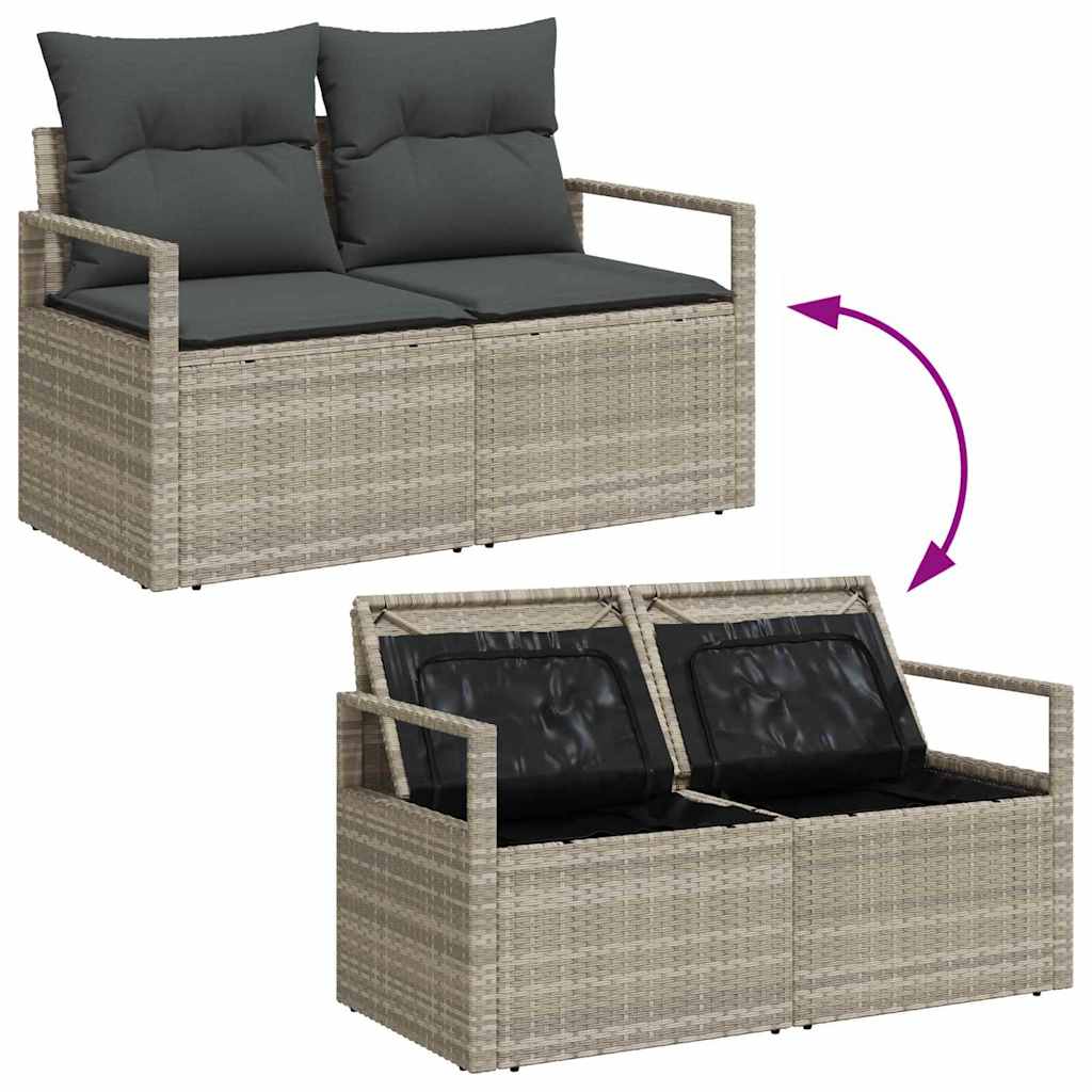 Garten-Sofa-Set mit Kissen 7 pcs Hellgrau und Dunkelgrau