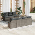 Gartensofa-set mit Kissen mit Speicher 8 pcs Grau Poly-Rattan