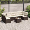 Garten-Sofa-Set mit Kissen mit Speicher 8 pcs Braun und Creme