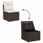 Garten-Sofa-Set mit Kissen mit Speicher 8 pcs Braun und Creme