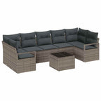 Garten-Sofa-Set 8 pcs Grau Poly-Rattan und Stahl und Glas