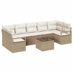 Garten-Sofa-Set mit Kissen mit Speicher 8 pcs Beige und Creme