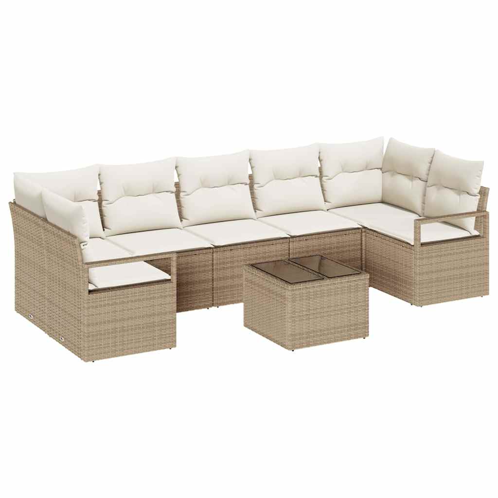 Garten-Sofa-Set mit Kissen mit Speicher 8 pcs Beige und Creme