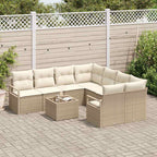 Sofa Set mit Kissen 9 pcs Beige und Creme Poly-Rattan