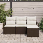 Sofa Set mit Kissen 4 pcs Braun und Creme Poly-Rattan