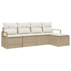 Sofa Set mit Kissen 5 pcs Beige und Creme Poly-Rattan