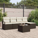 Sofa Set mit Kissen 6 pcs Braun und Creme Poly-Rattan