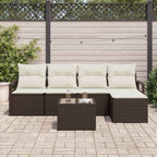 Sofa Set mit Kissen 6 pcs Braun und Creme Poly-Rattan