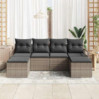 Sofa Set mit Kissen mit Speicher 6 pcs Grau Poly-Rattan