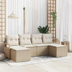 Sofa Set mit Kissen 6 pcs Beige und Creme Poly-Rattan