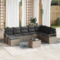 Sofa Set mit Kissen mit Speicher 9 pcs Hellgrau Poly-Rattan