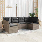 Gartensofa-set mit Kissen mit Speicher 6 pcs Grau Poly-Rattan
