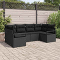 Gartensofa-set mit Kissen 6 pcs Schwarz Poly-Rattan
