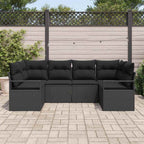 Gartensofa-set mit Kissen 6 pcs Schwarz Poly-Rattan
