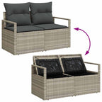 Gartensofa-set mit Kissen 7 pcs Hellgrau Poly-Rattan
