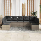 Gartensofa-set mit Kissen mit Speicher 9 pcs Grau Poly-Rattan