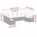 Gartensofa-set mit Kissen 9 pcs Hellgrau Poly-Rattan