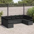 Gartensofa-set mit Kissen 9 pcs Schwarz Poly-Rattan