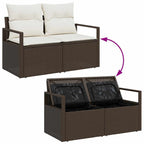 Gartensofa-set mit Kissen 10 pcs Braun und Creme Poly-Rattan