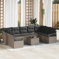 Gartensofa-set mit Kissen 10 pcs Hellgrau Poly-Rattan