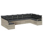 Gartensofa-set mit Kissen 10 pcs Hellgrau Poly-Rattan