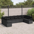 Gartensofa-set mit Kissen 10 pcs Schwarz Poly-Rattan