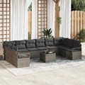 Gartensofa-set mit Kissen 11 pcs Hellgrau Poly-Rattan