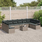 Gartensofa-set mit Kissen 11 pcs Hellgrau Poly-Rattan