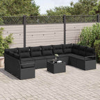 Gartensofa-set mit Kissen 11 pcs Schwarz Poly-Rattan