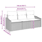Gartensofa-set mit Kissen 3 pcs Beige und Weiß Poly-Rattan