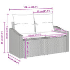 Gartensofa-set mit Kissen 3 pcs Grau und Marineblau Poly-Rattan