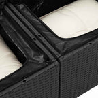 Sofa Set mit Kissen 5 pcs Schwarz und Creme Poly-Rattan