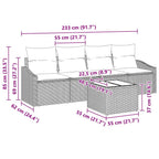 Sofa Set mit Kissen mit Speicher 5 pcs Schwarz Poly-Rattan