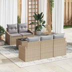 Sofa Set mit Kissen 6 pcs Beige und Grau Poly-Rattan