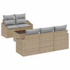Sofa Set mit Kissen 6 pcs Beige und Grau Poly-Rattan