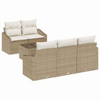 Sofa Set mit Kissen 6 pcs Beige und Creme Poly-Rattan