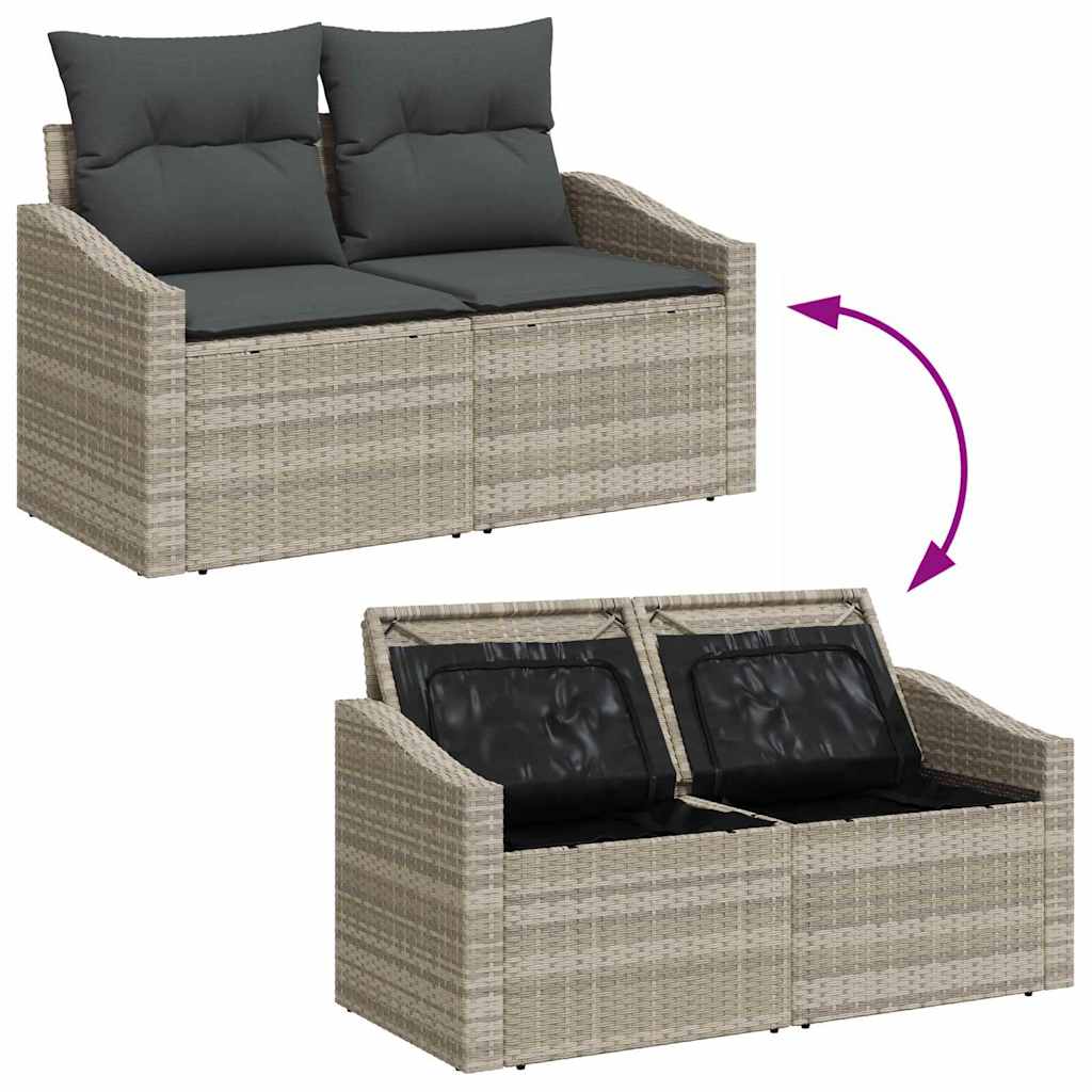 Sofa Set mit Kissen 6 pcs Hellgrau und Dunkelgrau Poly-Rattan