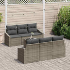 Sofa Set mit Kissen mit Speicher 7 pcs Grau Poly-Rattan