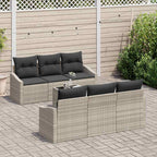 Sofa Set 7 pcs Hellgrau und Dunkelgrau Poly-Rattan