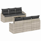 Sofa Set 7 pcs Hellgrau und Dunkelgrau Poly-Rattan