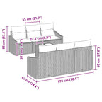 Sofa Set 7 pcs Hellgrau und Dunkelgrau Poly-Rattan