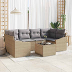 Sofa Set mit Kissen 7 pcs Beige und Grau Poly-Rattan