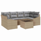 Sofa Set mit Kissen 7 pcs Beige und Grau Poly-Rattan