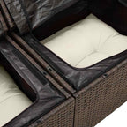 Sofa Set mit Kissen 8 pcs Braun und Creme Poly-Rattan