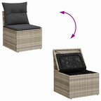 Sofa Set mit Kissen 8 pcs Hellgrau und Dunkelgrau Poly-Rattan