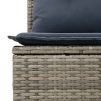 Sofa Set mit Kissen 8 pcs Grau und Marineblau Poly-Rattan