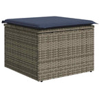 Sofa Set mit Kissen 4 pcs Grau und Marineblau Poly-Rattan
