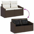 Gartensofa-set mit Kissen 6 pcs Braun und Weiß Poly-Rattan