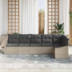 Gartensofa-set mit Kissen 6 pcs Hellgrau Poly-Rattan