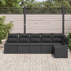 Gartensofa-set mit Kissen 6 pcs Schwarz Poly-Rattan
